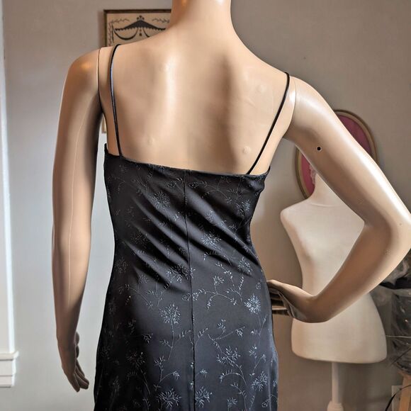 Vintage 90s Byer Too Black Midi Dress Cocktail Floral Glitter Whimsygoth Size S - Picture 12 of 13